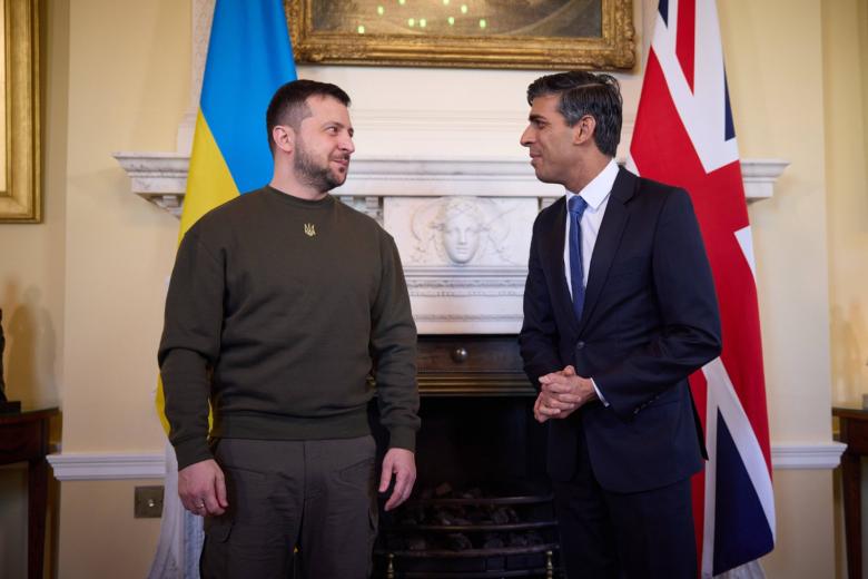 Президент Украины Владимир Зеленский на встрече с премьер-министром Великобритании Риши Сунаком