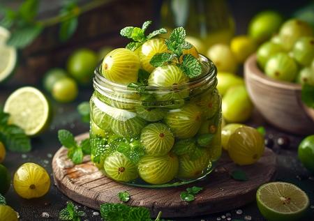 Рецепт компота «Мохито» из крыжовника, лимона и мяты в домашних условиях