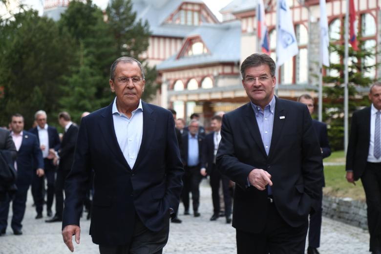 Глава МИД РФ Сергей Лавров и глава МИД Словакии Мирослав Лайчак