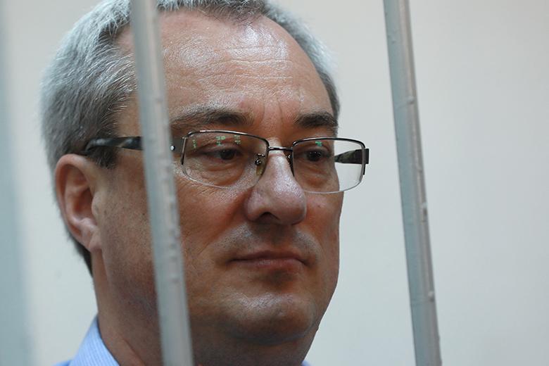 Экс-глава Республики Коми Вячеслав Гайзер, обвиняемый в коррупции и участии в организованном преступном сообществе, во время оглашения приговора в Замоскворецком суде Москвы
