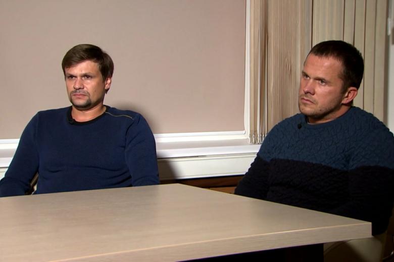 Руслан Боширов и Александр Петров во время интервью каналу Russia Today