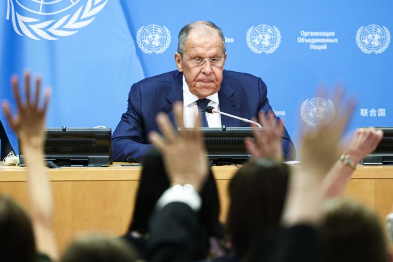 Сергей Лавров во время итоговой пресс-конференции в штаб-квартире ООН