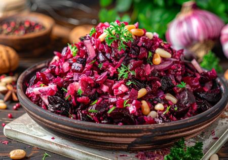 Рецепт салата из маринованной свеклы, чернослива и орехов: просто и полезно