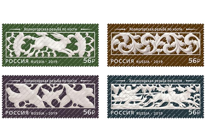 Четыре марки из серии «Декоративно-прикладное искусство России»