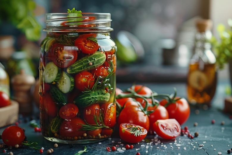 Маринованные огурцы с помидорами