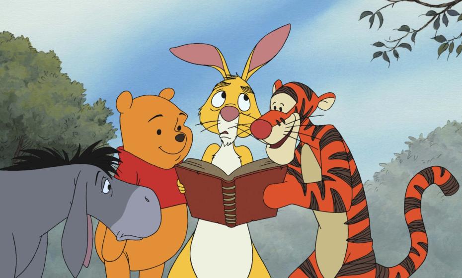 Иа, Винни Пух, Кролик и Тигра изучают альбом Пятачка, студия Walt Disney