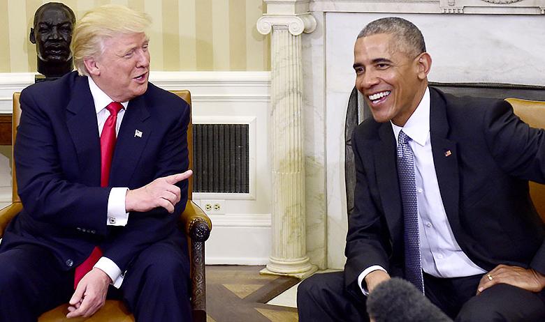 Президент США Дональд Трамп и экс-президент США Барак Обама