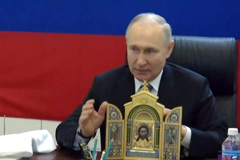 Президент РФ Владимир Путин во время посещения штаба группировки войск «Днепр» на Херсонском направлении