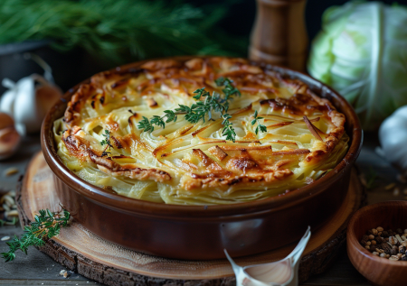 Капустный заливной пирог с тестом на кефире — самый быстрый рецепт