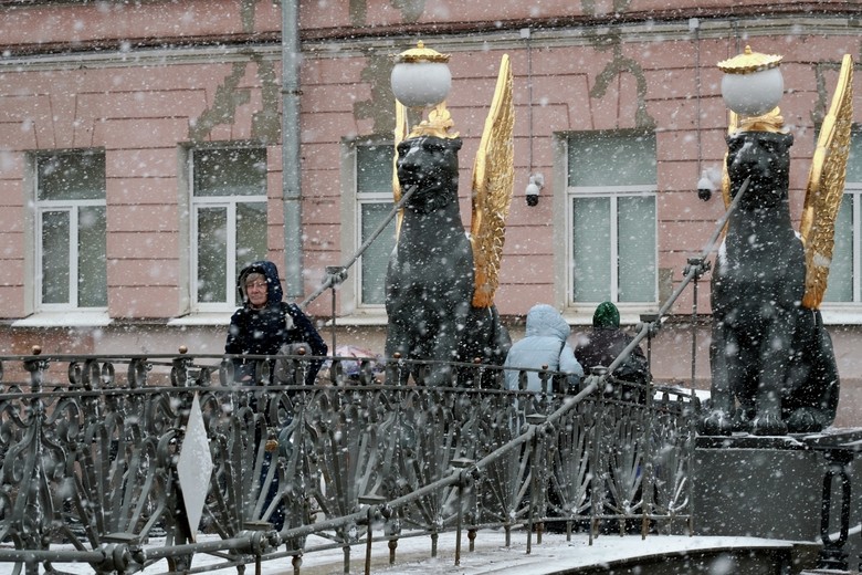 Сильный снегопад в Петербурге