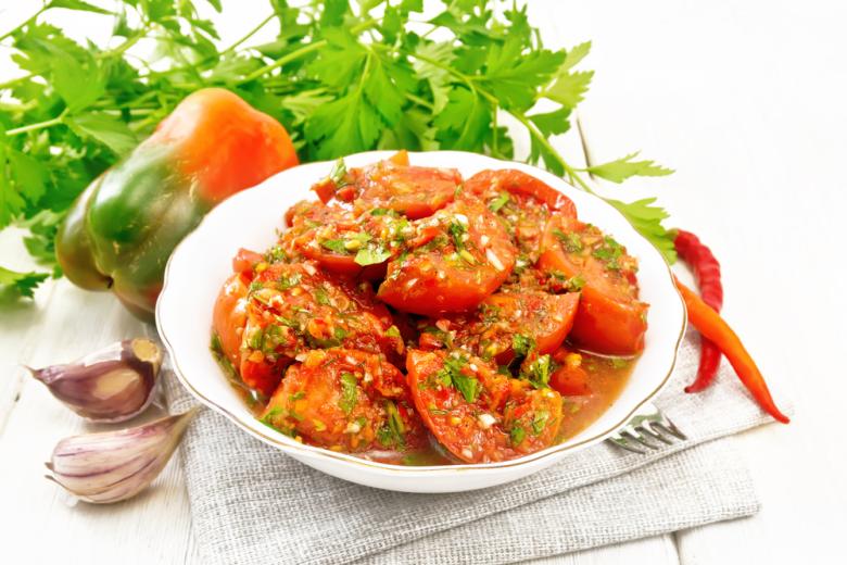 Помидоры по-корейски быстрого приготовления, пошаговый рецепт с фото