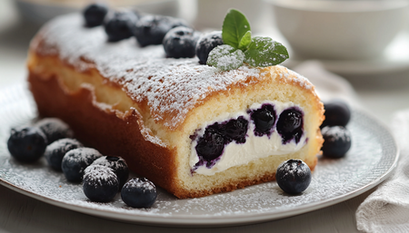 Бисквитный рулет «Стройняшка»! Начинка из творога и черники — вкуснота