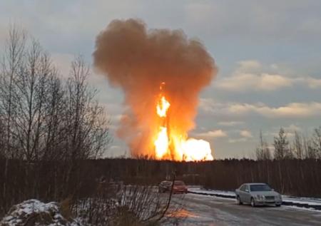 Власти назвали причину крупного пожара под Петербургом