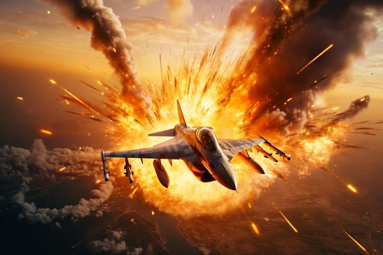 Истребитель F-16 в представлении ИИ