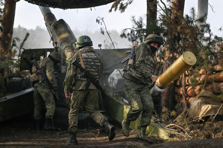 Боевая работа 152-мм пушки 2А3б «Гиацинт-Б» по позициям ВСУ 