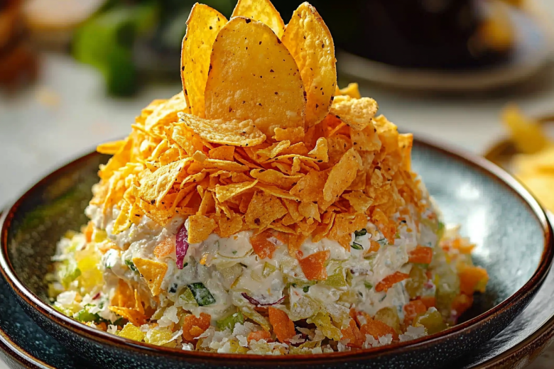 Салат «Парус» с чипсами и копченой курицей