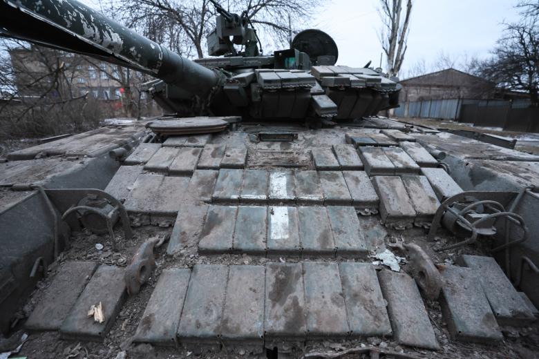 Трофейный танк Т-64 Вооруженных сил Украины (ВСУ) из Авдеевки