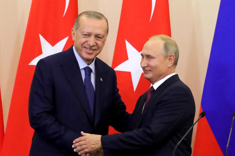 Президент РФ Владимир Путин с президентом Турции Реджепом Тайипом Эрдоганом