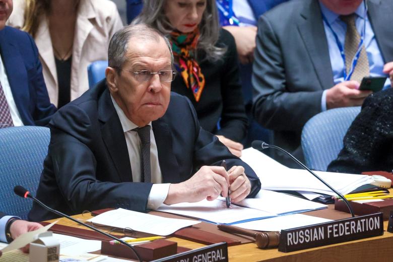 Министр иностранных дел РФ Сергей Лавров на заседании Совета Безопасности ООН в Нью-Йорке