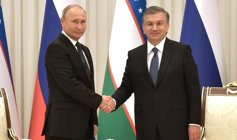 Президенты РФ и Узбекистана Владимир Путин и Шавкат Мирзиёев