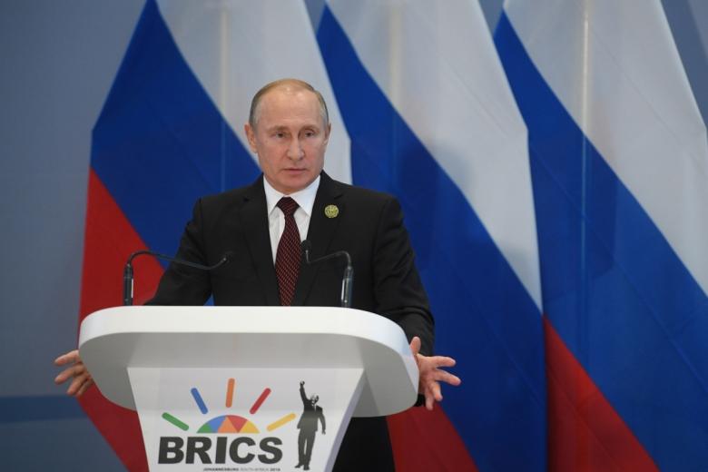 27 июля 2018 года. Президент РФ Владимир Путин во время пресс-конференции по итогам саммита лидеров БРИКС