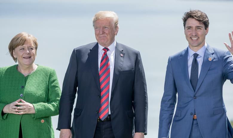 Канцлер Германии Ангела Меркель, президент США Дональд Трамп и премьер-министр Канады Джастин Трюдо