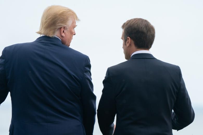 Президенты США и Франции Дональд Трамп и Эммануэль Макрон 