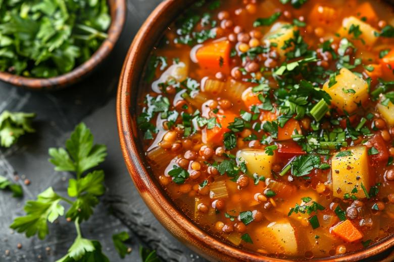 Чечевичная похлебка с овощами