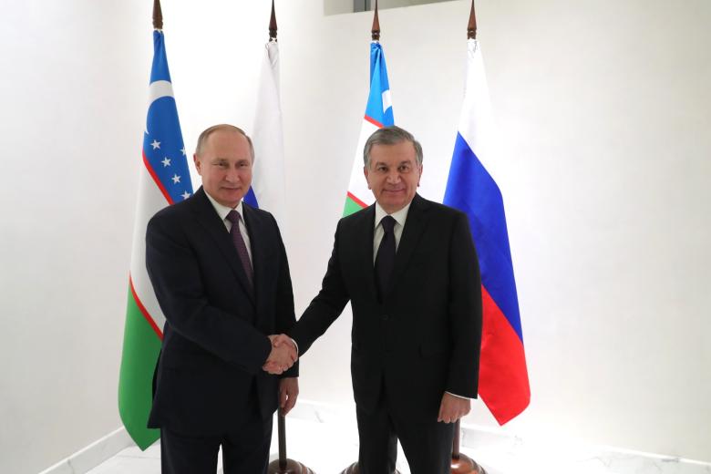 Президент России Владимир Путин и президент Узбекистана Шавкат Мирзиёев