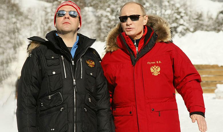 Дмитрий Медведев и Владимир Путин на отдыхе