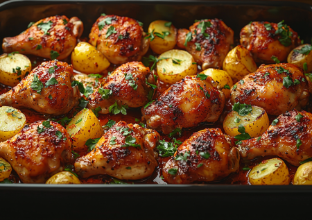 Накормите всю семью — куриные ножки с картошкой в духовке