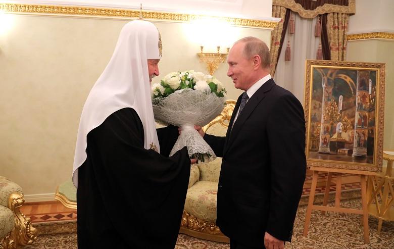 Президент РФ Владимир Путин и патриарх Кирилл