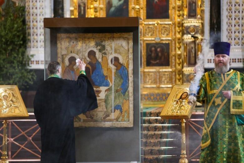 Икона «Троица» Андрея Рублева в храме Христа Спасителя
