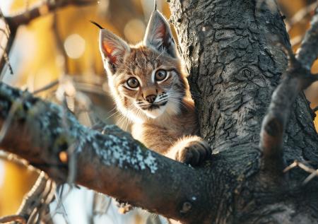 Раненого котенка рыси сняли с дерева в Петропавловске-Камчатском