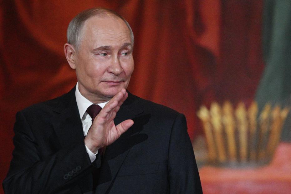 20 апреля 2025. Президент РФ Владимир Путин на праздничном пасхальном богослужении в храме Христа Спасителя в Москве