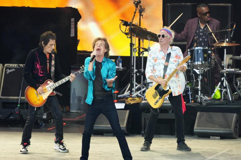 Рон Вуд (слева), Мик Джаггер и Кит Ричардс из группы Rolling Stones