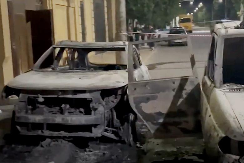 Место нападения на сотрудников полиции в Дербенте