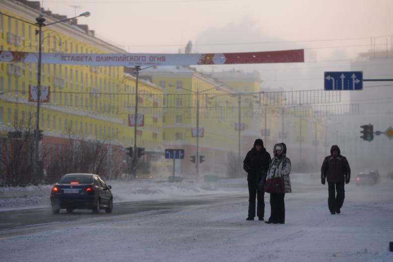 Вид на Ленинский проспект в Норильске