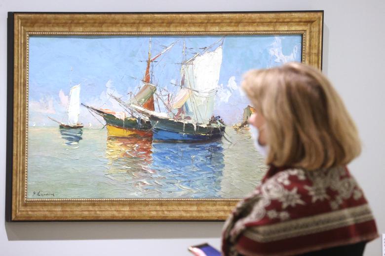 Картина Георгия Лапшина «Лодки в море»