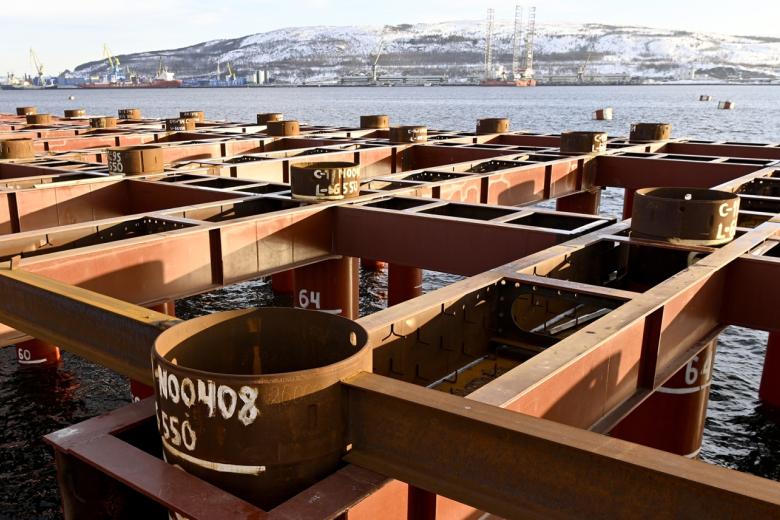Мурманская область. Вид на строительство морского торгового порта Лавна