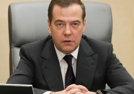 Медведев пришёл на совещание в галстуке с розовыми лебедями