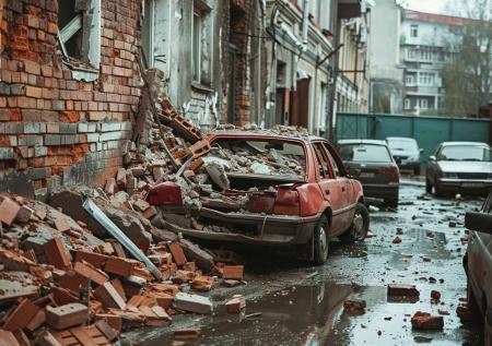 В Новочеркасске кирпичная стена рухнула на припаркованные машины