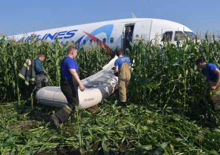 Стюардесса поздравила с днём рождения экипаж севшего в кукурузу самолёта