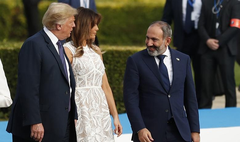 Президент США Дональд Трамп, Меланья Трамп и премьер-министр Армении Никол Пашинян