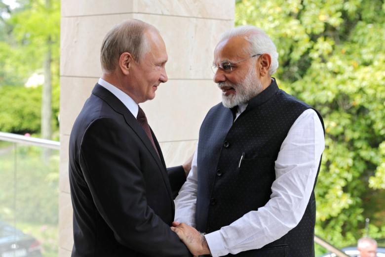 Президент РФ Владимир Путин, премьер-министр Индии Нарендра Моди