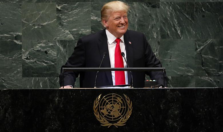 Президент США Дональд Трамп выступает в ООН