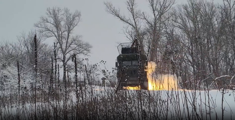 Боевая работа РСЗО БМ-21 «Град» в зоне СВО