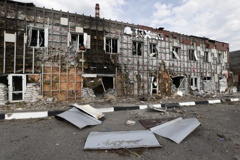 Белгородская область. Шебекино. Здание, пострадавшее в результате обстрела