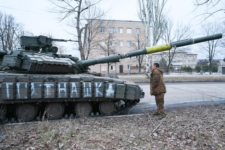 Трофейный танк Т-64 Вооруженных сил Украины (ВСУ) из Авдеевки