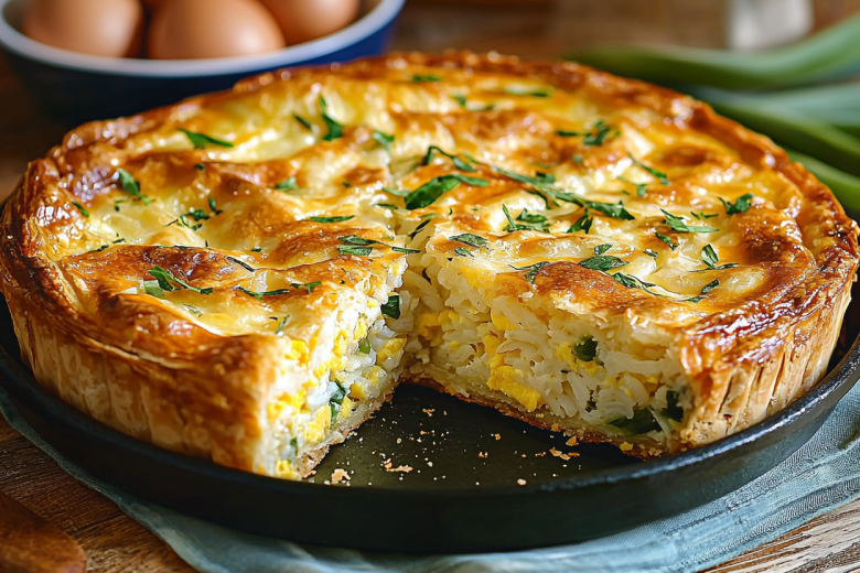 Пирог с рисом и яйцом